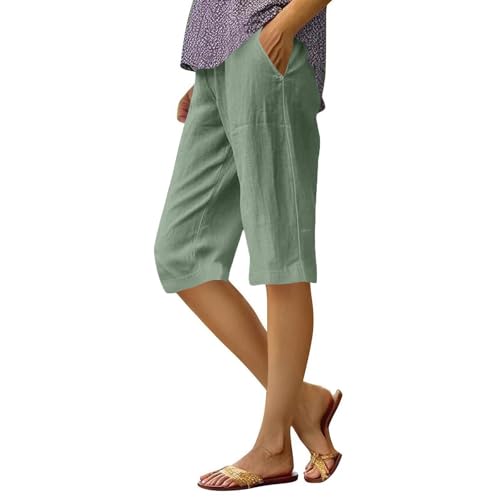 WDCHAOYUE Damen Leichte Sommerhose,Leichte Und Atmungsaktive Sommerhose, Elegante Stoffhose, Muslimische Hose, Baumwoll- Und Leinenhose,Einfarbige Freizeithose,Bequem Und Geräumig Mit Taschen von WDCHAOYUE