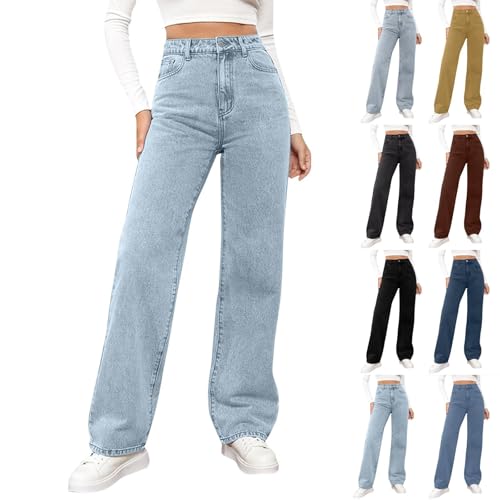 WDCHAOYUE Jeggings, Damenjeans, Weite Jeans Damen Sommer, Baggy High Waist, Schlaghose Jeans, Freizeit, Sommer Leicht, Jeggings Damen, Wide Leg Freizeithose von WDCHAOYUE