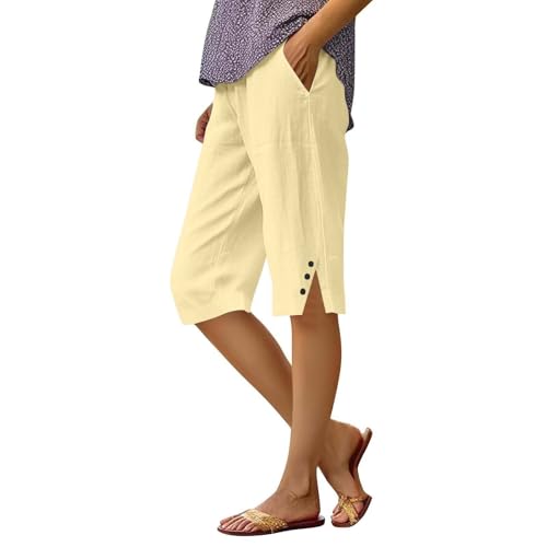 WDCHAOYUE Leichte Hose Damen Sommer,Leichte Und Atmungsaktive Sommerhose, Elegante Stoffhose, Muslimische Hose, Baumwoll- Und Leinenhose,Einfarbige Freizeithose,Bequem Und Geräumig Mit Taschen von WDCHAOYUE