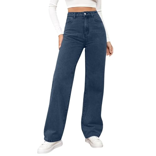 WDCHAOYUE Leichte Sommerjeans Damen, Baggy Hose Damen Hosen, Freizeithose Stretch Jeggings High Waist, Baggy-Jeans, Wide Leg Jeans Schlaghose Jeans, von WDCHAOYUE