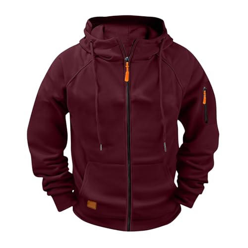 WDCHAOYUE Sweatjacke,Hoodie Herren Reißverschluss Kapuzenjacke Sweatjacke Zip Sweater Casual Arbeitspullover Mit Taschen Und Reißverschluss-Armablage von WDCHAOYUE