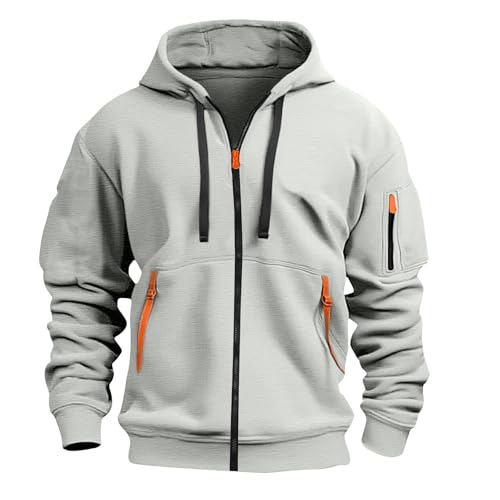WDCHAOYUE Sweatjacke Herren Ohne Kapuze,Hoodie Herren Reißverschluss Kapuzenjacke Sweatjacke Zip Sweater Casual Arbeitspullover Mit Taschen Und Reißverschluss-Armablage von WDCHAOYUE