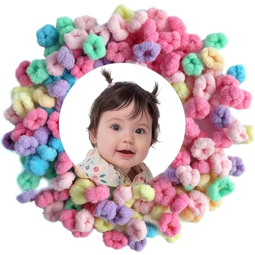 WDGROW Mini-Haargummis, keine Beschädigung, Haargummis für Mädchen, Kinder, weiche Baumwolle, klein, nahtlos, 100 Stück, zieht sich nicht heraus (mehrfarbig A) von WDGROW
