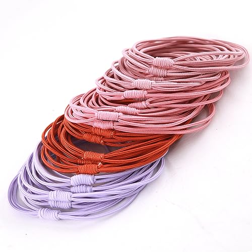 WDGROW No Dmamage Haargummis für Mädchen, Damen, Herren, große Pferdeschwanz-Haargummis, handgefertigte Armbänder, Haargummi für dickes lockiges Haar, 20 Stück, 4-1-Design, Haargummis (Rosa und Lila) von WDGROW