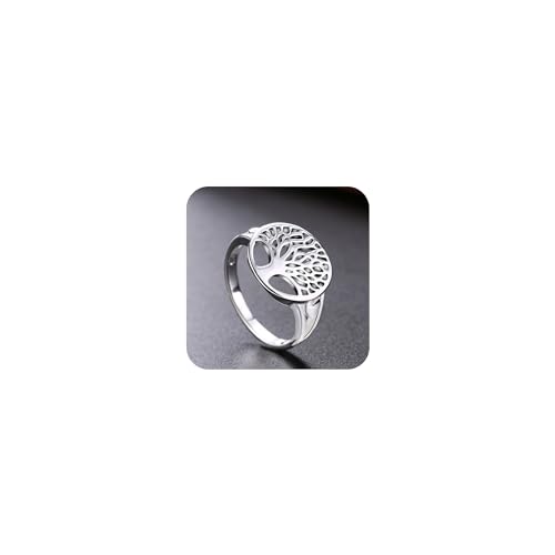 WDIYIEETN Ring aus 925er Sterlingsilber, Baum des Lebens, Hochzeitsschmuck, niedlich, Größe 6–9 für Damen, 8, Silber von WDIYIEETN