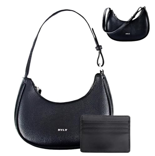 WDJLNZB Damen Umhängetasche,Umhängetasche Umhängetasche,Crossbody Bag Damen Halbmond Schultertasche,Mini Handtasche,Crossbody Bag Damen Halbmond Schultertasche Mit Einem Schwarzen Kartenetui. (heise) von WDJLNZB