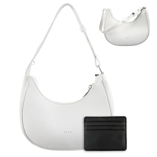 WDJLNZB Damen Umhängetasche,Umhängetasche Umhängetasche,Crossbody Bag Damen Halbmond Schultertasche,Mini Handtasche,Crossbody Bag Damen Halbmond Schultertasche Mit Einem Schwarzen Kartenetui. (baise) von WDJLNZB