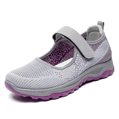 WDRHC Damen Slip On Sneaker Mesh Leichte Atmungsaktiv Freizeitschuhe Fitness Turnschuhe Laufschuhe Walking Schuhe Asche von WDRHC