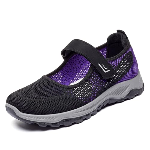 WDRHC Damen Slip On Sneaker Mesh Leichte Atmungsaktiv Freizeitschuhe Fitness Turnschuhe Laufschuhe Walking Schuhe Lila von WDRHC