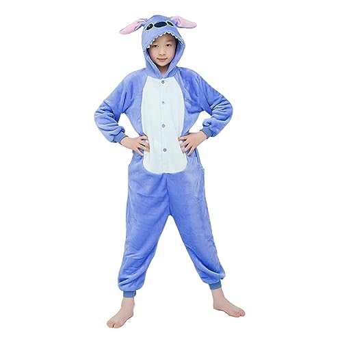 WDRHC Unisex Kinder Einhorn Pyjamas Onesie Karton Animal Cosplay Fasching Kostüm Warm Gefüttert Body Overall Tier Nachtwäsche Karneval Karneval Weihnachten Xmas Pyjamas Sleepwear Jungen Mädchen von WDRHC