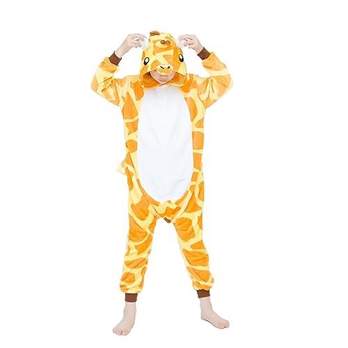 WDRHC Unisex Kinder Einhorn Pyjamas Onesie Karton Animal Cosplay Fasching Kostüm Warm Gefüttert Body Overall Tier Nachtwäsche Karneval Weihnachten Xmas Pyjamas Sleepwear Jungen Mädche Giraffe von WDRHC