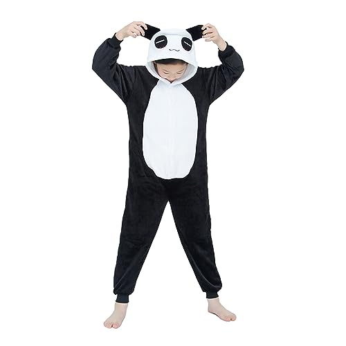 WDRHC Unisex Kinder Einhorn Pyjamas Onesie Karton Animal Cosplay Fasching Kostüm Warm Gefüttert Body Overall Tier Nachtwäsche Karneval Weihnachten Xmas Pyjamas Sleepwear Jungen Mädche Panda von WDRHC