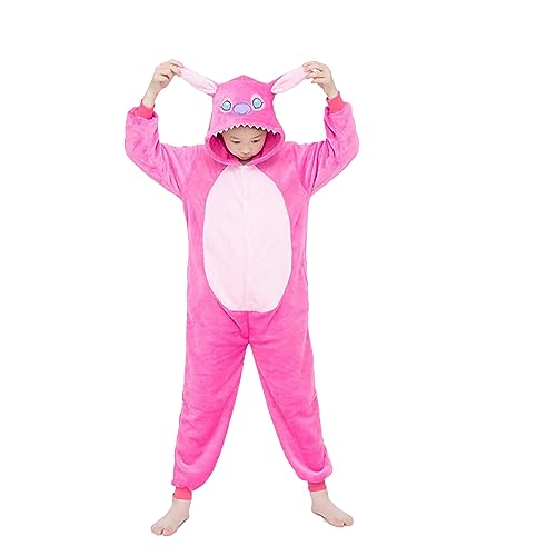 WDRHC Unisex Kinder Einhorn Pyjamas Onesie Karton Animal Cosplay Fasching Kostüm Warm Gefüttert Body Overall Tier Nachtwäsche Karneval Weihnachten Xmas Pyjamas Sleepwear Jungen Mädche Rosa Stich von WDRHC