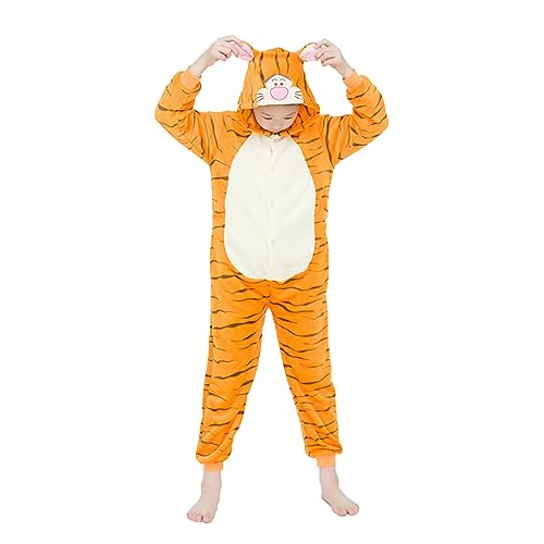 WDRHC Unisex Kinder Einhorn Pyjamas Onesie Karton Animal Cosplay Fasching Kostüm Warm Gefüttert Body Overall Tier Nachtwäsche Karneval Weihnachten Xmas Pyjamas Sleepwear Jungen Mädche Springtiger von WDRHC