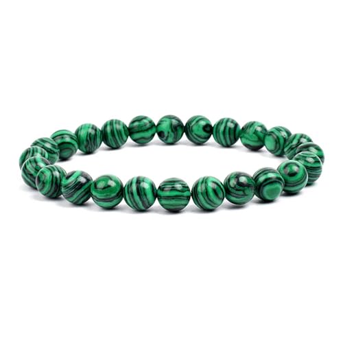 Kristall Armband 2 stücke Stein Perlen Armband for Frauen Männer Amethysten Kristall Quartzs Aquamarine Jade Schmuck Achate Elastische Armreif Armbänder(19cm_8MM BEADS_IMITATION RHODIUM PLATED) von WDSBZNB