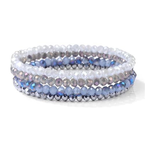 Kristall Armband 4 Teile/Satz Kristall Armbänder for Frauen Mädchen Stein Perlen Armbänder Grau Rosa Weiß Blau Serie Kristall Mode Schmuck(17cm_Color-10) von WDSBZNB