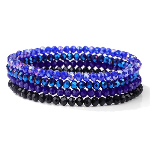 Kristall Armband 4 Teile/Satz Kristall Armbänder for Frauen Mädchen Stein Perlen Armbänder Grau Rosa Weiß Blau Serie Kristall Mode Schmuck(17cm_Color-12) von WDSBZNB