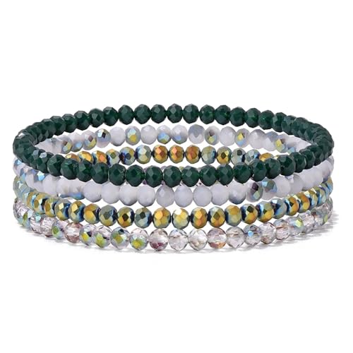 Kristall Armband 4 Teile/Satz Kristall Armbänder for Frauen Mädchen Stein Perlen Armbänder Grau Rosa Weiß Blau Serie Kristall Mode Schmuck(17cm_Color-13) von WDSBZNB