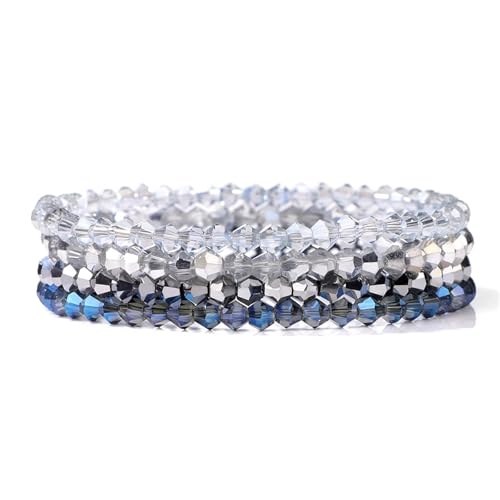 Kristall Armband 4 Teile/Satz Kristall Armbänder for Frauen Mädchen Stein Perlen Armbänder Grau Rosa Weiß Blau Serie Kristall Mode Schmuck(17cm_Color-18) von WDSBZNB
