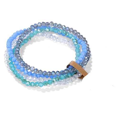 Kristall Armband 4 Teile/Satz Kristall Armbänder for Frauen Mädchen Stein Perlen Armbänder Grau Rosa Weiß Blau Serie Kristall Mode Schmuck(17cm_No.2 with Tag) von WDSBZNB