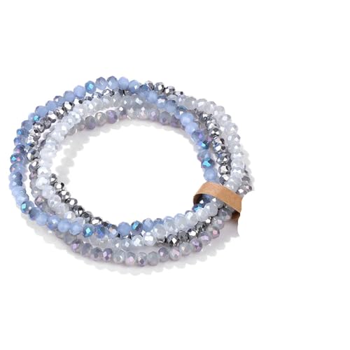 Kristall Armband 4 Teile/Satz Kristall Armbänder for Frauen Mädchen Stein Perlen Armbänder Grau Rosa Weiß Blau Serie Kristall Mode Schmuck(17cm_No.8 with Tag) von WDSBZNB