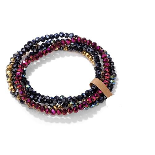 Kristall Armband 4 Teile/Satz Kristall Armbänder for Frauen Mädchen Stein Perlen Armbänder Grau Rosa Weiß Blau Serie Kristall Mode Schmuck(17cm_No.9 with Tag) von WDSBZNB