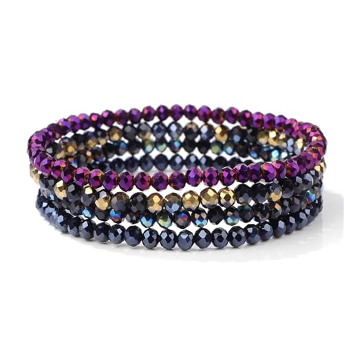 Kristall Armband 4 Teile/Satz Kristall Armbänder for Frauen Mädchen Stein Perlen Armbänder Grau Rosa Weiß Blau Serie Kristall Mode Schmuck(19cm_Color-11) von WDSBZNB