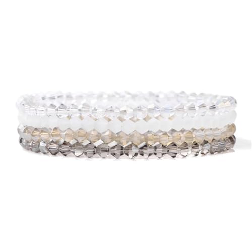 Kristall Armband 4 Teile/Satz Kristall Armbänder for Frauen Mädchen Stein Perlen Armbänder Grau Rosa Weiß Blau Serie Kristall Mode Schmuck(19cm_Color-14) von WDSBZNB