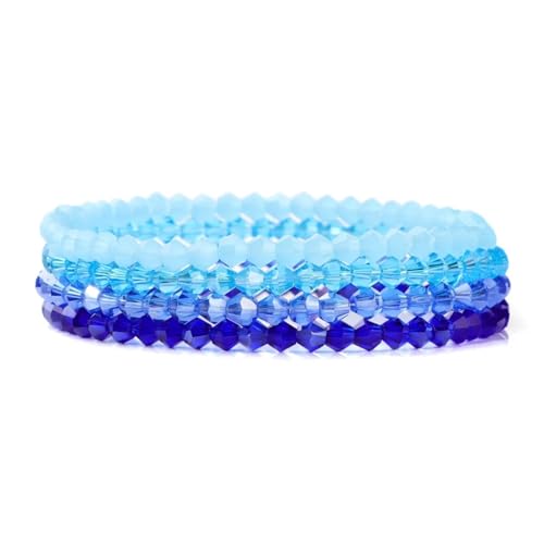 Kristall Armband 4 Teile/Satz Kristall Armbänder for Frauen Mädchen Stein Perlen Armbänder Grau Rosa Weiß Blau Serie Kristall Mode Schmuck(19cm_Color-15) von WDSBZNB