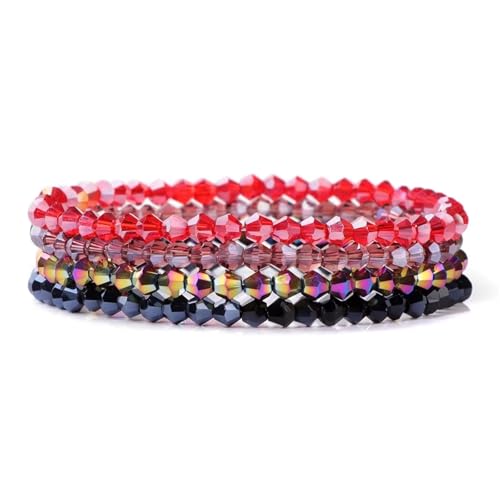Kristall Armband 4 Teile/Satz Kristall Armbänder for Frauen Mädchen Stein Perlen Armbänder Grau Rosa Weiß Blau Serie Kristall Mode Schmuck(19cm_Color-16) von WDSBZNB