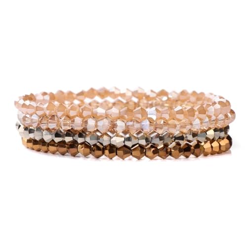 Kristall Armband 4 Teile/Satz Kristall Armbänder for Frauen Mädchen Stein Perlen Armbänder Grau Rosa Weiß Blau Serie Kristall Mode Schmuck(19cm_Color-17) von WDSBZNB