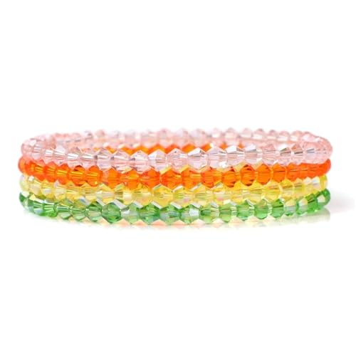 Kristall Armband 4 Teile/Satz Kristall Armbänder for Frauen Mädchen Stein Perlen Armbänder Grau Rosa Weiß Blau Serie Kristall Mode Schmuck(19cm_Color-19) von WDSBZNB