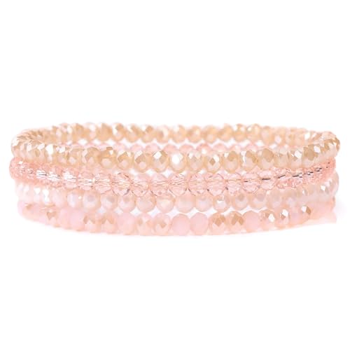 Kristall Armband 4 Teile/Satz Kristall Armbänder for Frauen Mädchen Stein Perlen Armbänder Grau Rosa Weiß Blau Serie Kristall Mode Schmuck(19cm_Color-3) von WDSBZNB