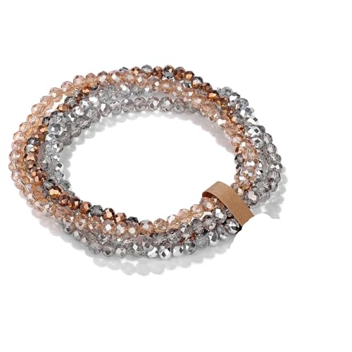 Kristall Armband 4 Teile/Satz Kristall Armbänder for Frauen Mädchen Stein Perlen Armbänder Grau Rosa Weiß Blau Serie Kristall Mode Schmuck(19cm_No.1 with Tag) von WDSBZNB