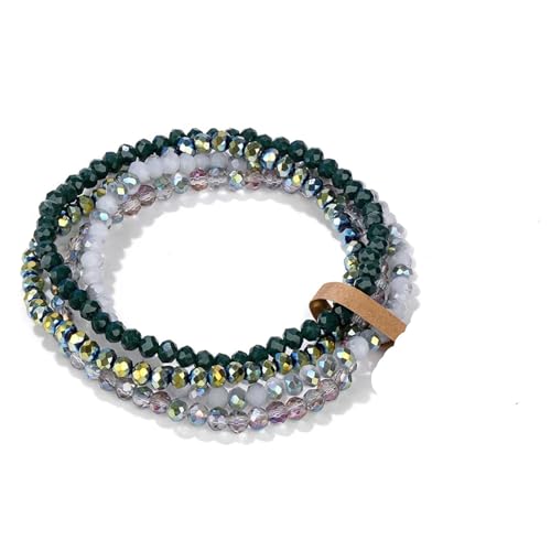 Kristall Armband 4 Teile/Satz Kristall Armbänder for Frauen Mädchen Stein Perlen Armbänder Grau Rosa Weiß Blau Serie Kristall Mode Schmuck(19cm_No.11 with Tag) von WDSBZNB