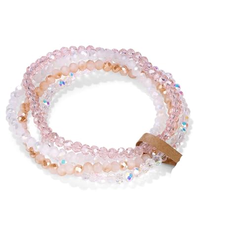 Kristall Armband 4 Teile/Satz Kristall Armbänder for Frauen Mädchen Stein Perlen Armbänder Grau Rosa Weiß Blau Serie Kristall Mode Schmuck(19cm_No.4 with Tag) von WDSBZNB