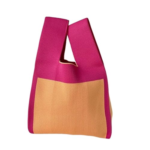 WDSBZNB Knotentasche Frauen Mini Knoten Handgelenk Tasche Handgemachte Casual Stricken Handtasche Farbe Plaid Einkaufstasche Student Wiederverwendbare Einkaufstaschen(Cloor-04) von WDSBZNB