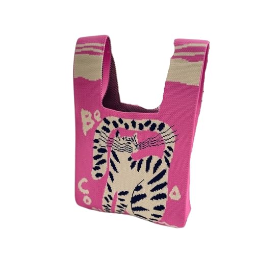 WDSBZNB Knotentasche Gestrickte Handtasche, modische gestrickte handgefertigte Einkaufstaschen, Knoten-Handgelenktasche mit hoher Kapazität for Mädchen(Color-10) von WDSBZNB