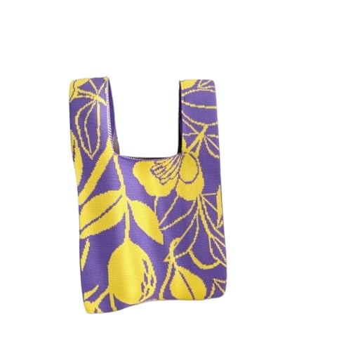 WDSBZNB Knotentasche Gestrickte Handtasche, modische gestrickte handgefertigte Einkaufstaschen, Knoten-Handgelenktasche mit hoher Kapazität for Mädchen(Color-2) von WDSBZNB