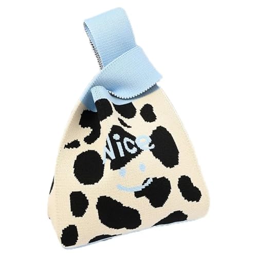 WDSBZNB Knotentasche Gestrickte Handtasche, modische gestrickte handgefertigte Einkaufstaschen, Knoten-Handgelenktasche mit hoher Kapazität for Mädchen(Type2) von WDSBZNB