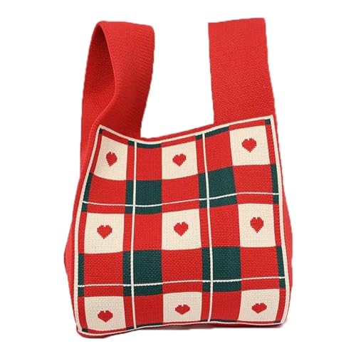 WDSBZNB Knotentasche Gestrickte Handtasche, modische gestrickte handgefertigte Einkaufstaschen, Knoten-Handgelenktasche mit hoher Kapazität for Mädchen(Type3) von WDSBZNB