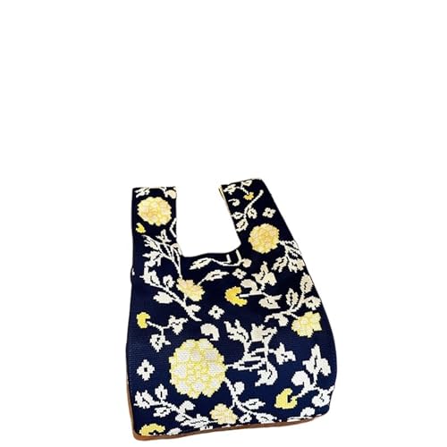 WDSBZNB Knotentasche Mini Tragbare Knoten Handgelenk Tasche Frauen Top Griff Einfache Floral Geldbörse Handtaschen Einkaufstasche Telefon Schlüssel(Color-2) von WDSBZNB