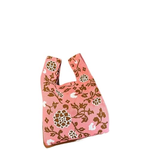 WDSBZNB Knotentasche Mini Tragbare Knoten Handgelenk Tasche Frauen Top Griff Einfache Floral Geldbörse Handtaschen Einkaufstasche Telefon Schlüssel(Color-3) von WDSBZNB