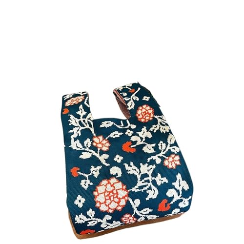 WDSBZNB Knotentasche Mini Tragbare Knoten Handgelenk Tasche Frauen Top Griff Einfache Floral Geldbörse Handtaschen Einkaufstasche Telefon Schlüssel(Color-4) von WDSBZNB