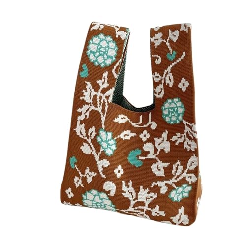 WDSBZNB Knotentasche Mini Tragbare Knoten Handgelenk Tasche Frauen Top Griff Einfache Floral Geldbörse Handtaschen Einkaufstasche Telefon Schlüssel(Color-5) von WDSBZNB