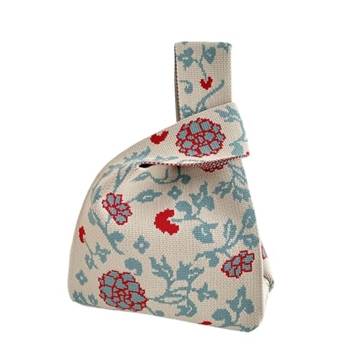 WDSBZNB Knotentasche Mini Tragbare Knoten Handgelenk Tasche Frauen Top Griff Einfache Floral Geldbörse Handtaschen Einkaufstasche Telefon Schlüssel(Color-6) von WDSBZNB