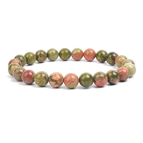 WDSBZNB Kristall Armband 2 stücke Stein Perlen Armband for Frauen Männer Amethysten Kristall Quartzs Aquamarine Jade Schmuck Achate Elastische Armreif Armbänder(17cm_8MM Beads_Antique Copper Plated) von WDSBZNB