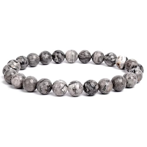 WDSBZNB Kristall Armband 2 stücke Stein Perlen Armband for Frauen Männer Amethysten Kristall Quartzs Aquamarine Jade Schmuck Achate Elastische Armreif Armbänder(17cm_8MM Beads_STYLE5) von WDSBZNB