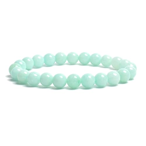 WDSBZNB Kristall Armband 2 stücke Stein Perlen Armband for Frauen Männer Amethysten Kristall Quartzs Aquamarine Jade Schmuck Achate Elastische Armreif Armbänder(19cm_6MM Beads_Black Gun Plated) von WDSBZNB