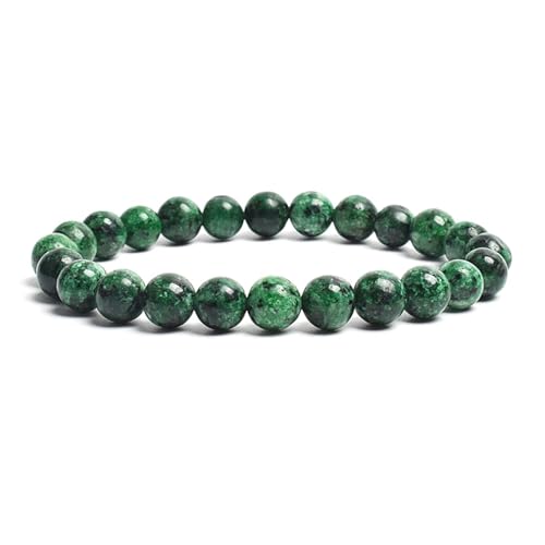 WDSBZNB Kristall Armband 2 stücke Stein Perlen Armband for Frauen Männer Amethysten Kristall Quartzs Aquamarine Jade Schmuck Achate Elastische Armreif Armbänder(19cm_6MM Beads_Champagne Gold) von WDSBZNB